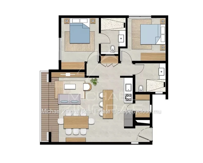 Appartement 3 chambres au rez de chaussée à Tamarin