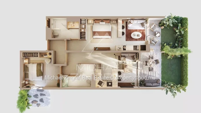 Appartement à quelques pas du lagon de Péreybère