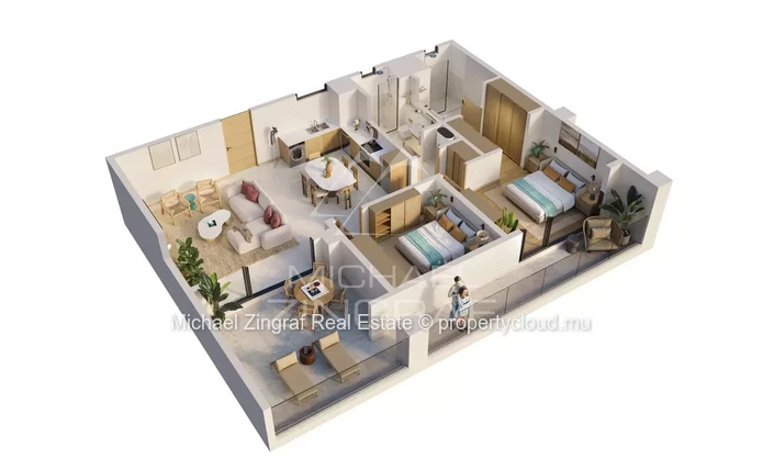 Appartement 2 chambres au centre de Grand Baie